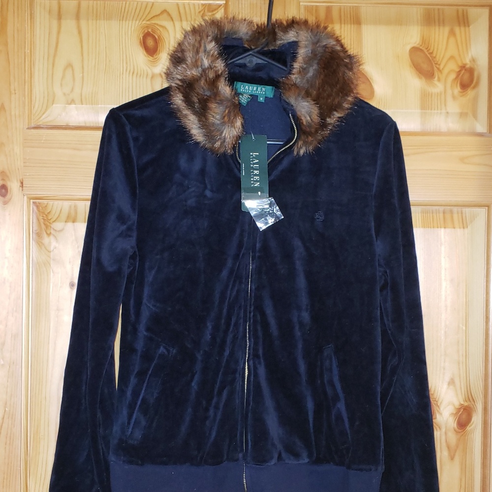Nwt Lauren Ralph Lauren Navy blue Jacket Velour M